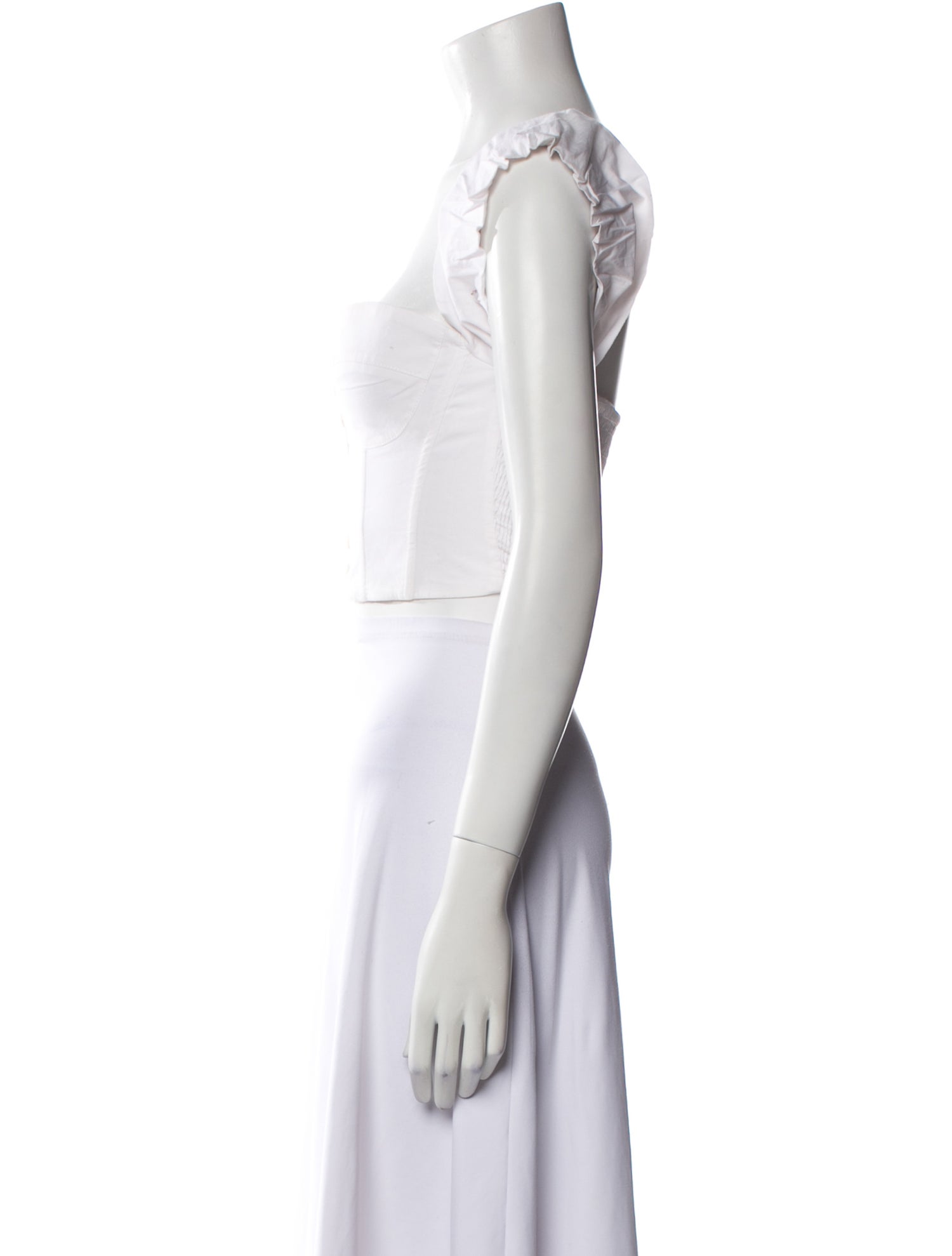 Staud Square Neckline Short Sleeve Crop Top