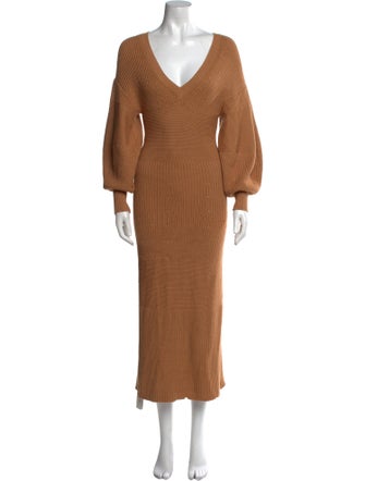 Staud V-Neck Long Dress