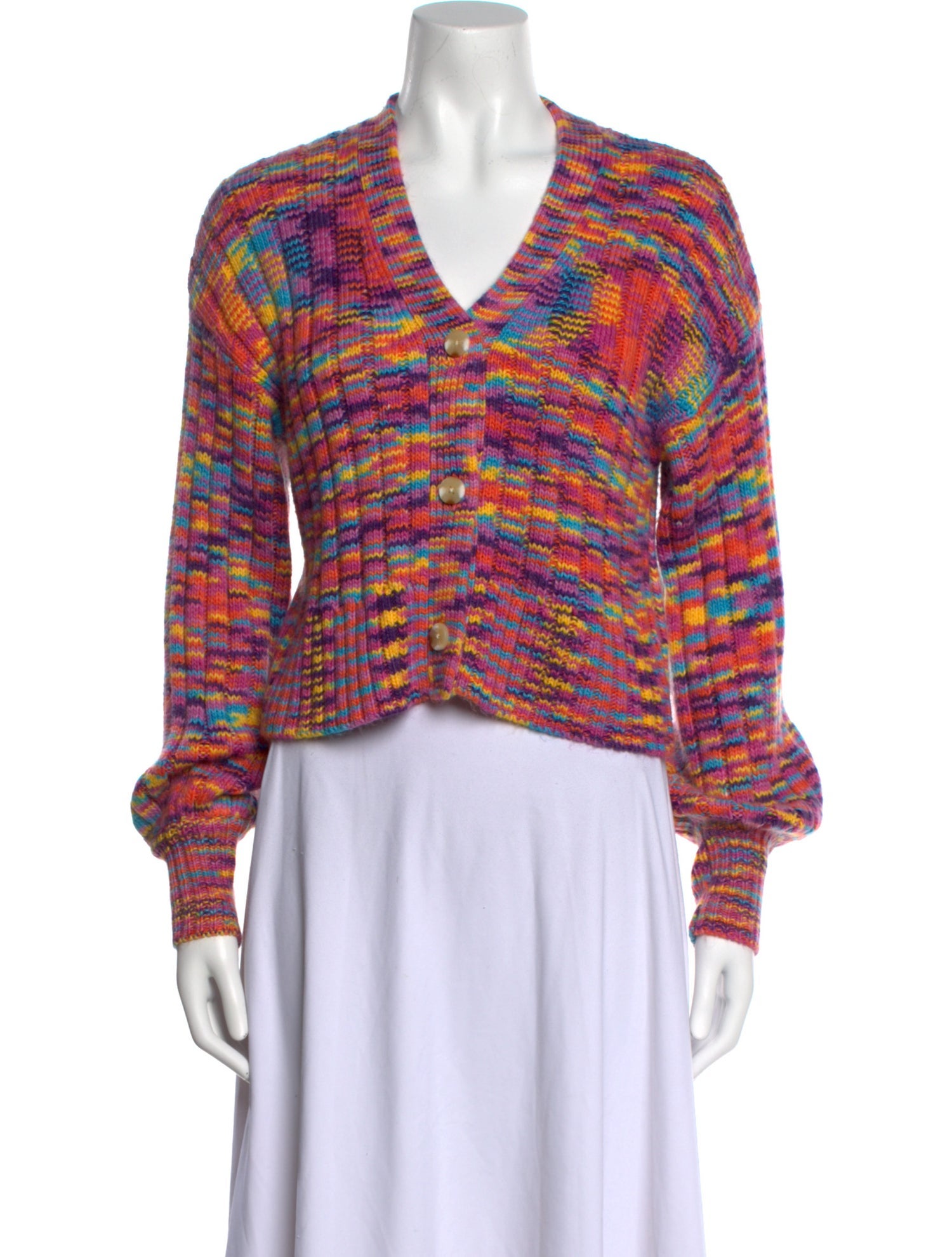 Staud Striped V-Neck Sweater