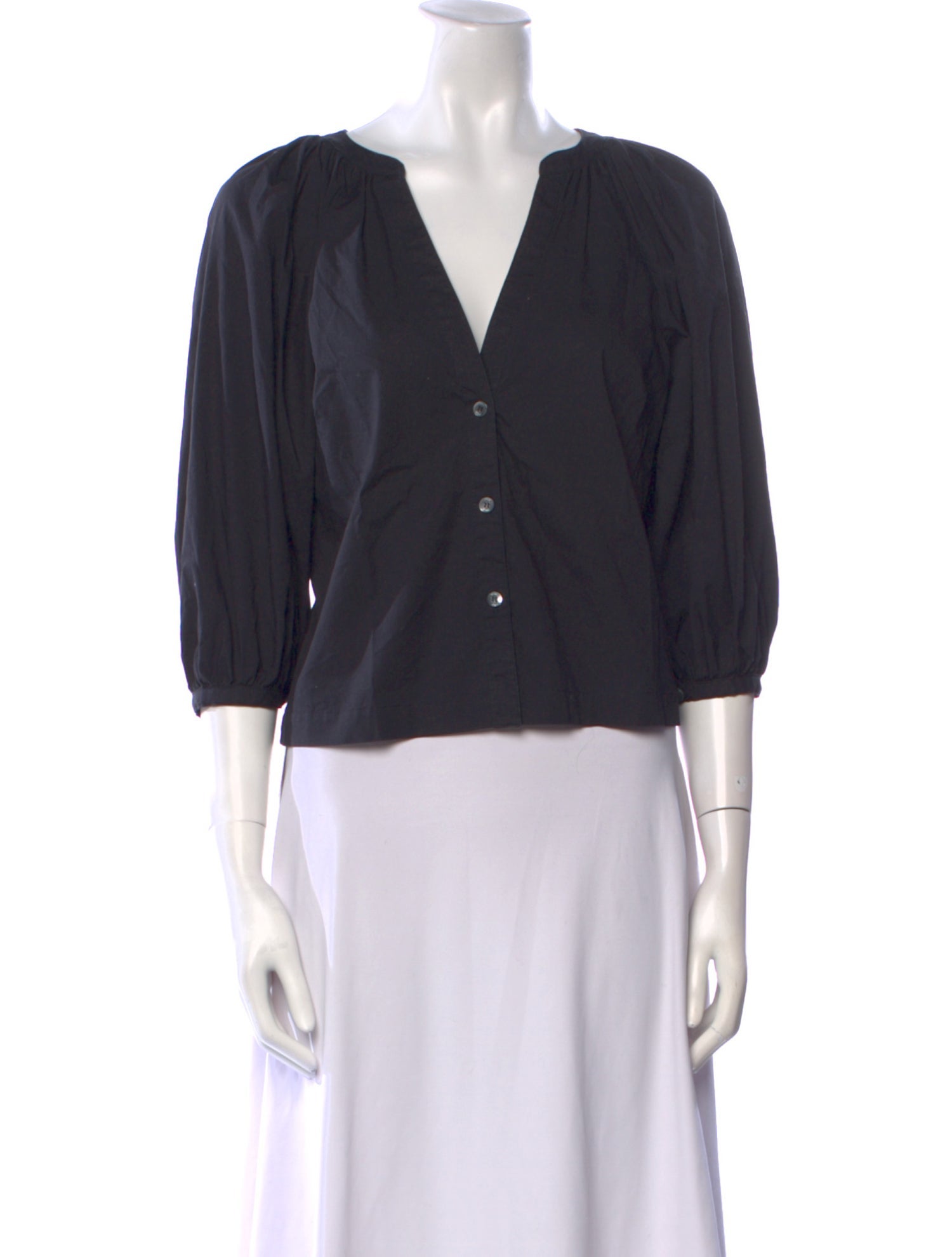 Staud V-Neck Three-Quarter Sleeve Crop Top