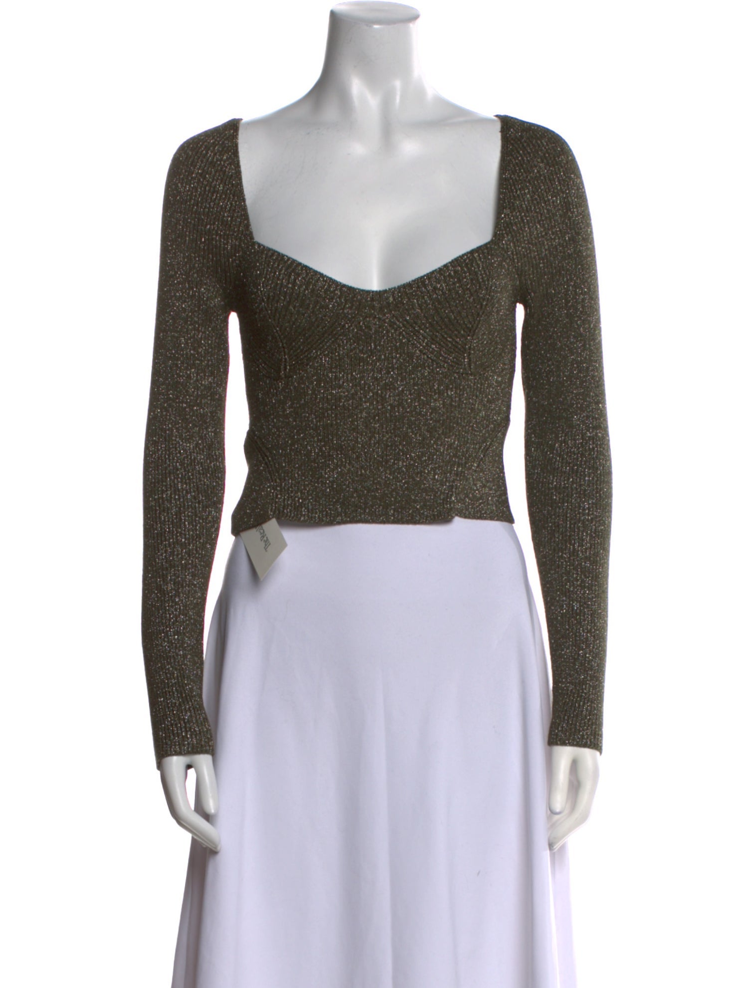 Staud Square Neckline Long Sleeve Crop Top