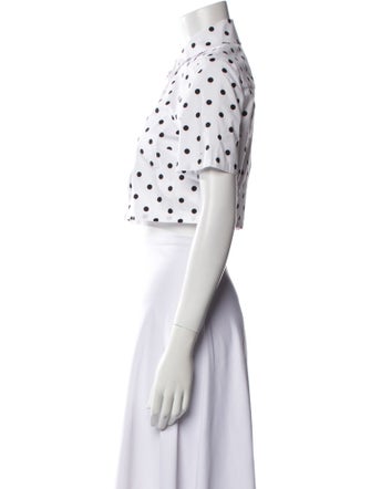 Staud Polka Dot Print Short Sleeve Crop Top