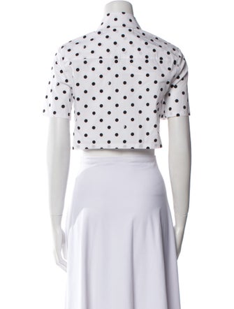 Staud Polka Dot Print Short Sleeve Crop Top