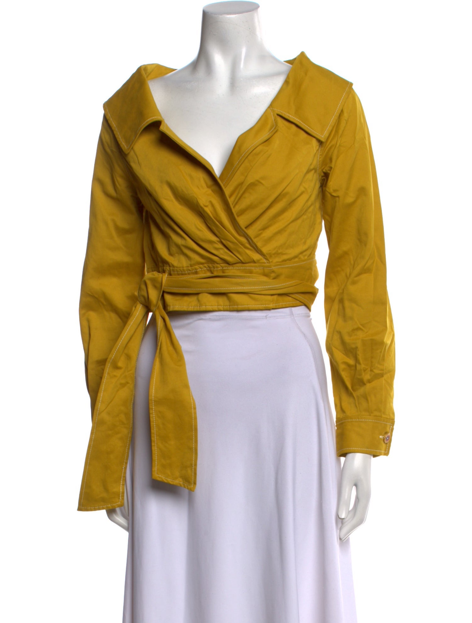 Staud V-Neck Long Sleeve Crop Top