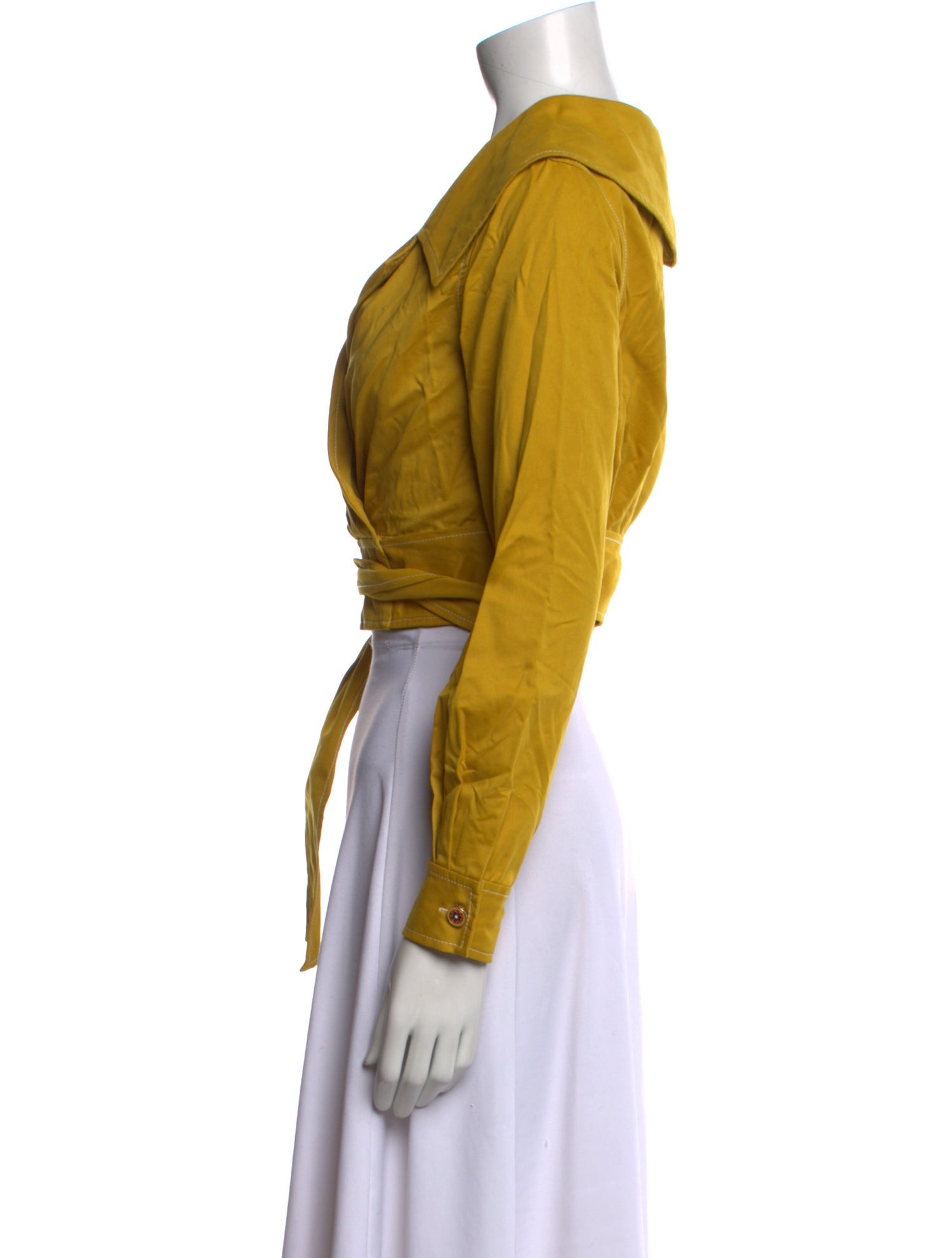 Staud V-Neck Long Sleeve Crop Top