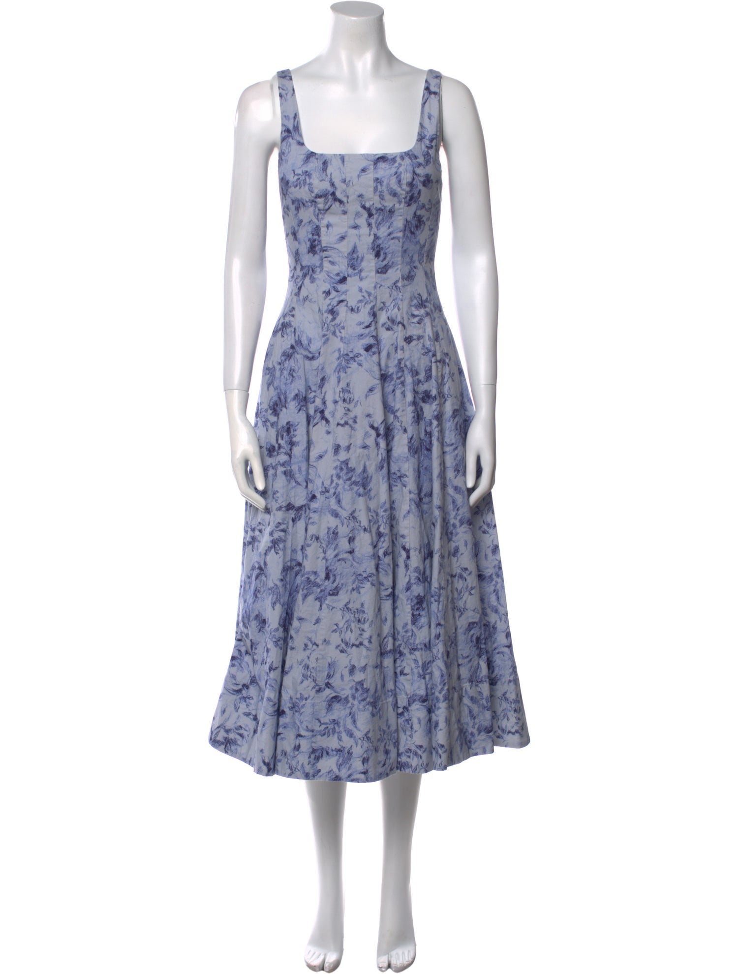 Staud Floral Print Midi Length Dress