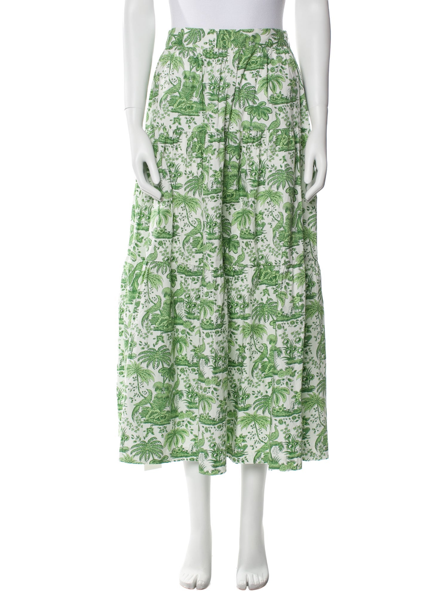 Staud Printed Midi Length Skirt