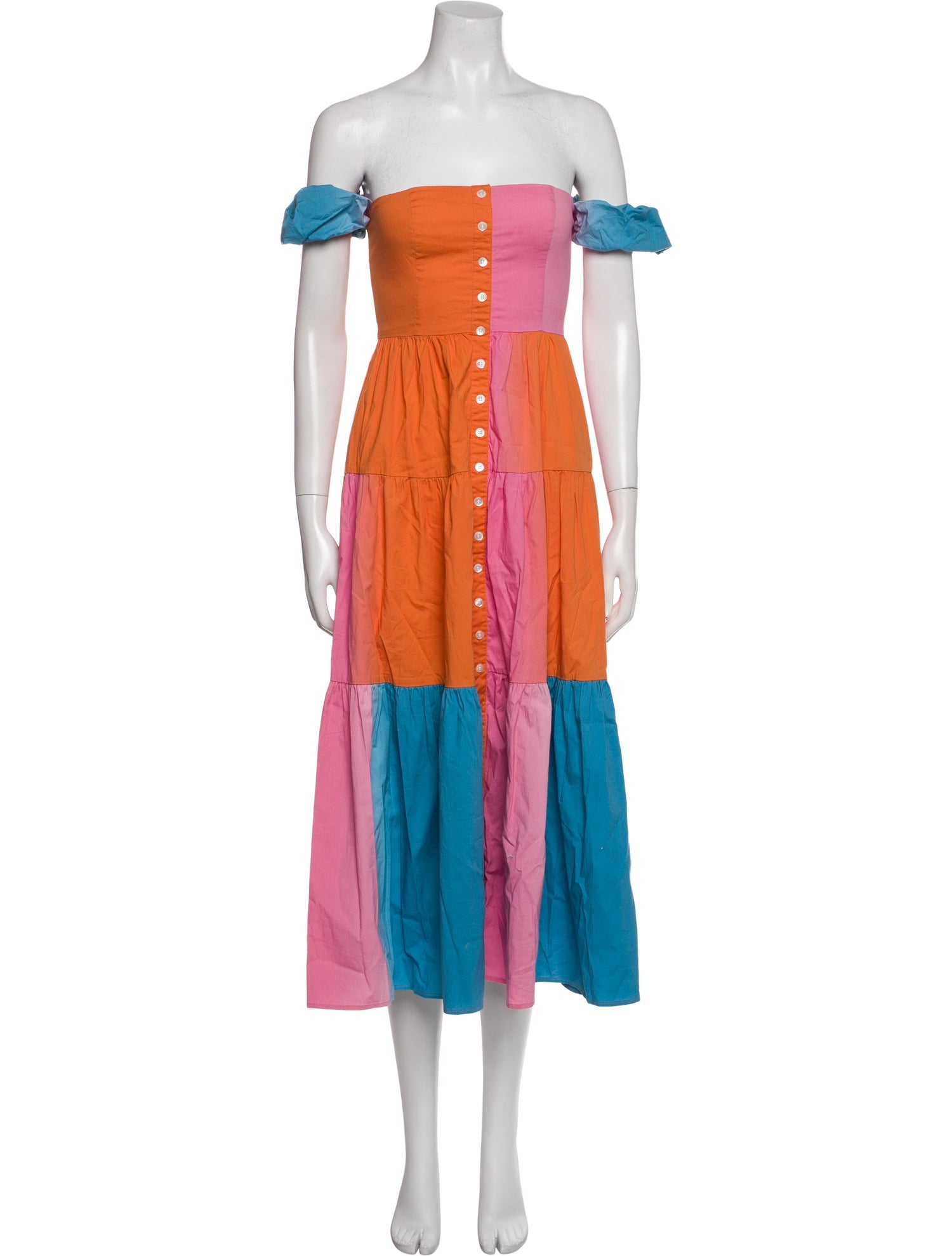 Staud Colorblock Pattern Midi Length Dress