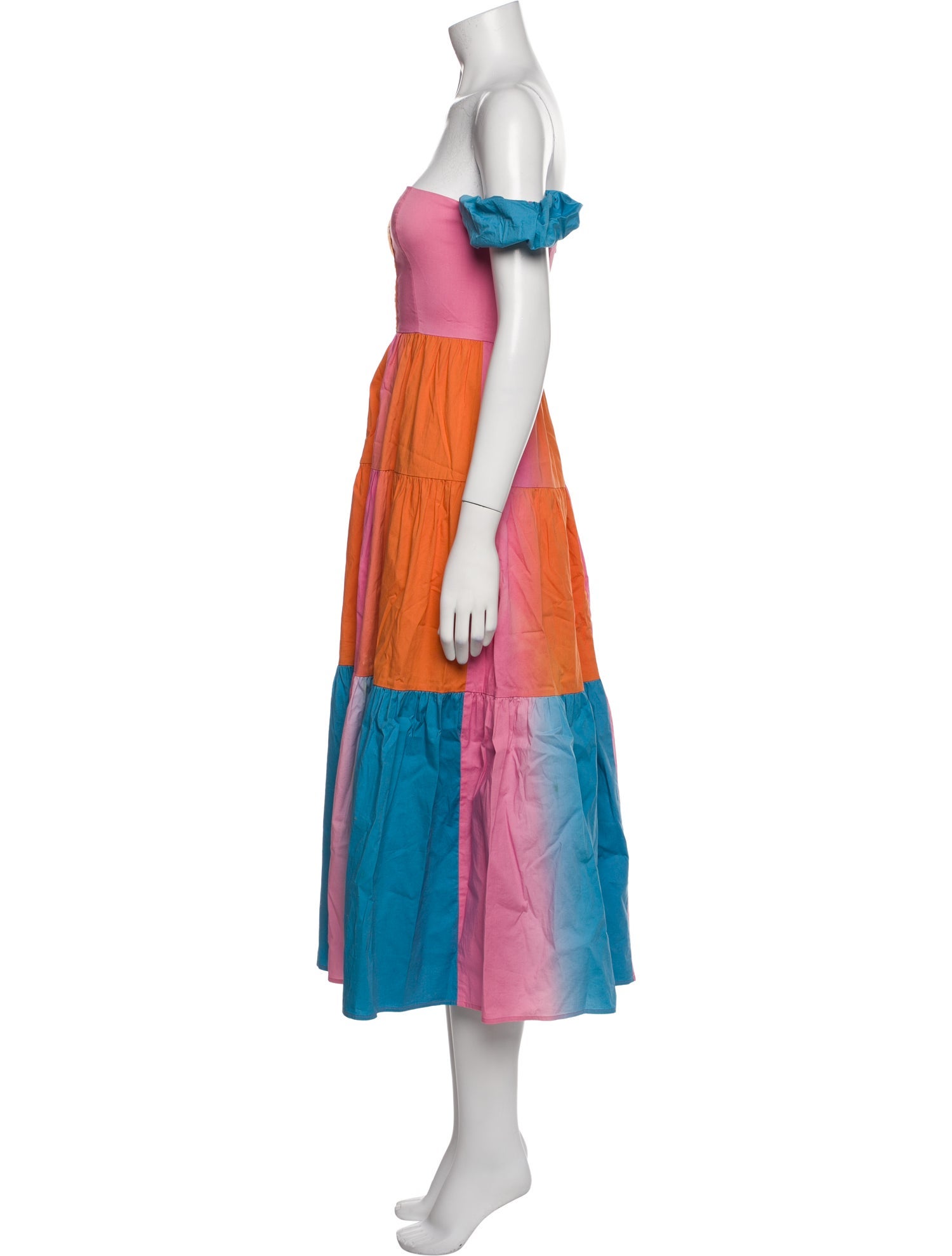 Staud Colorblock Pattern Midi Length Dress