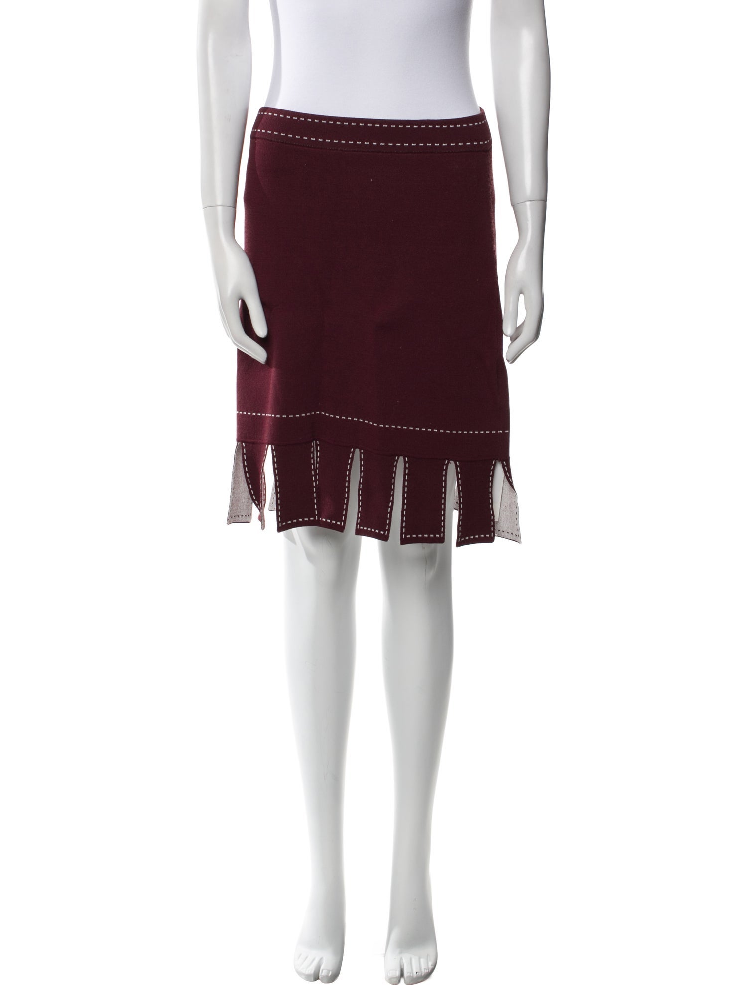 Staud Fringe Trim Accent Knee-Length Skirt