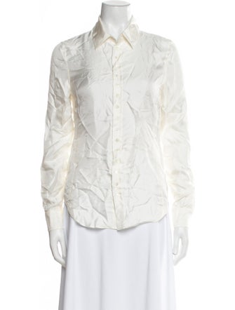 Staud Silk Long Sleeve Button-Up Top