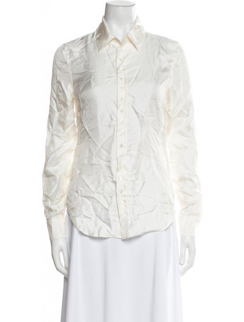 Staud Silk Long Sleeve Button-Up Top