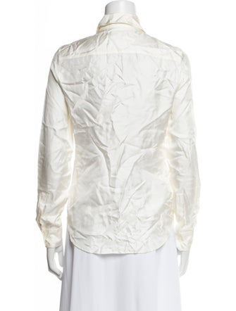Staud Silk Long Sleeve Button-Up Top