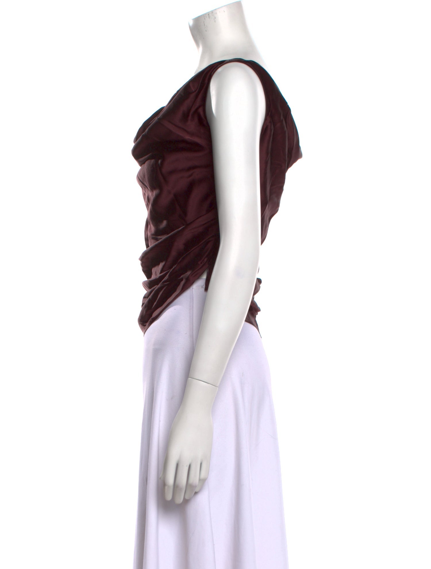 Staud Silk Cowl Neck Crop Top