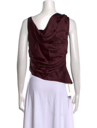 Staud Silk Cowl Neck Crop Top