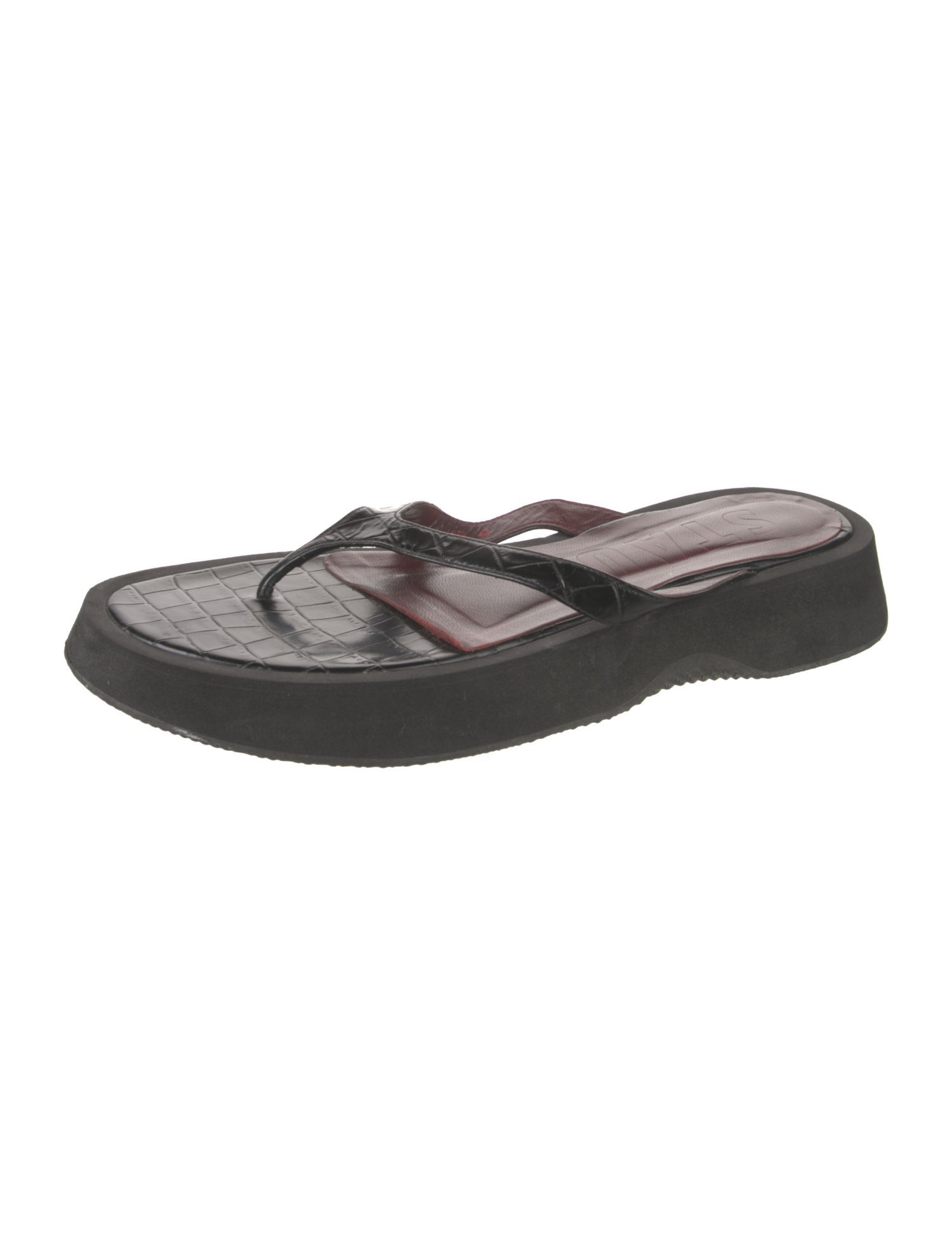 Staud Crocodile Flip Flops