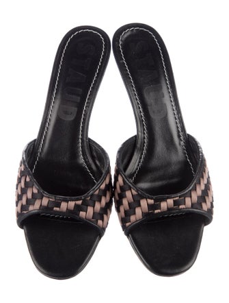 Staud Leather Striped Slides