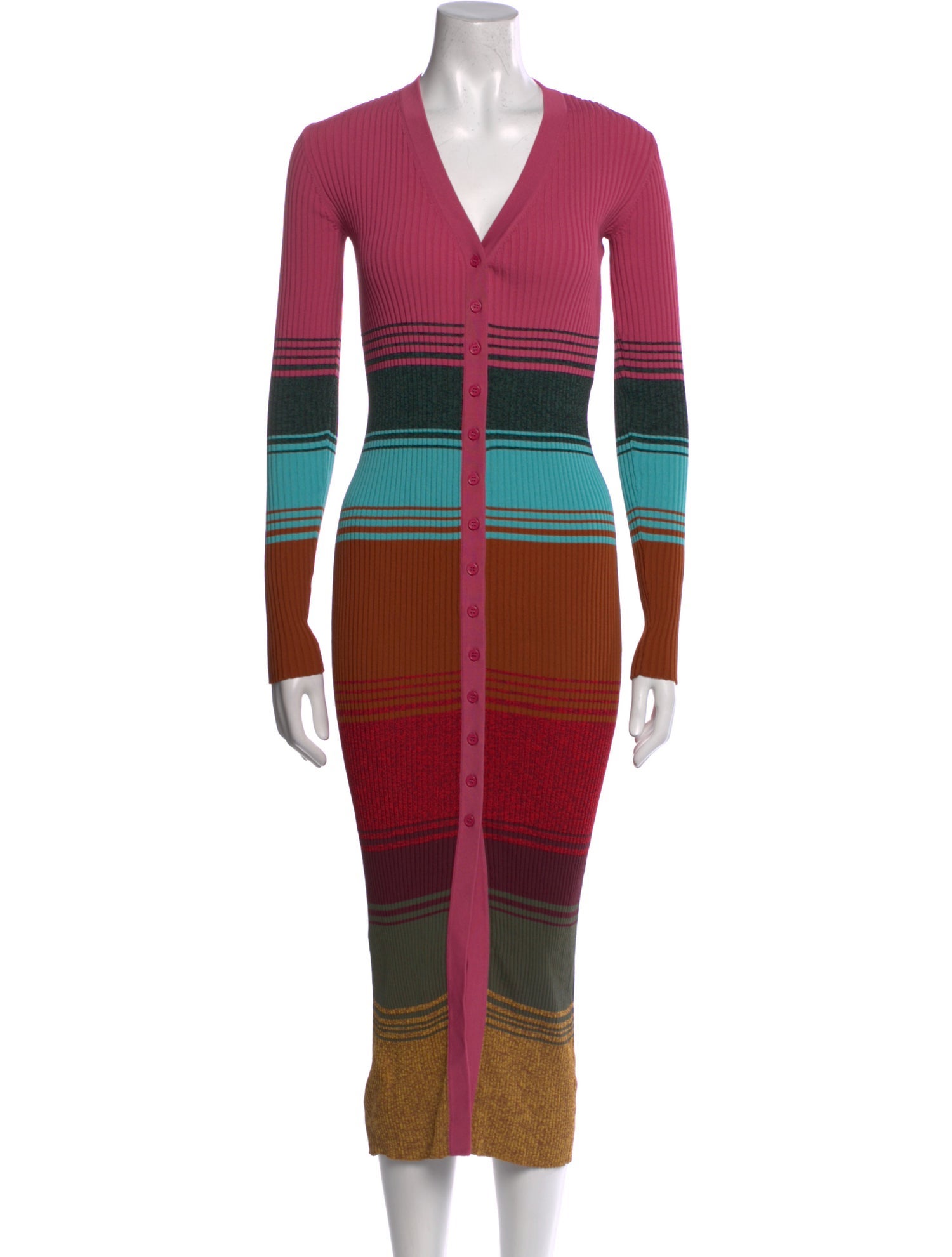 Staud Striped Midi Length Dress