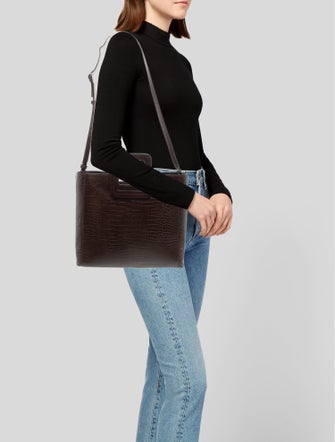 Staud Crocodile Top Handle Bag