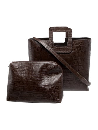 Staud Crocodile Top Handle Bag