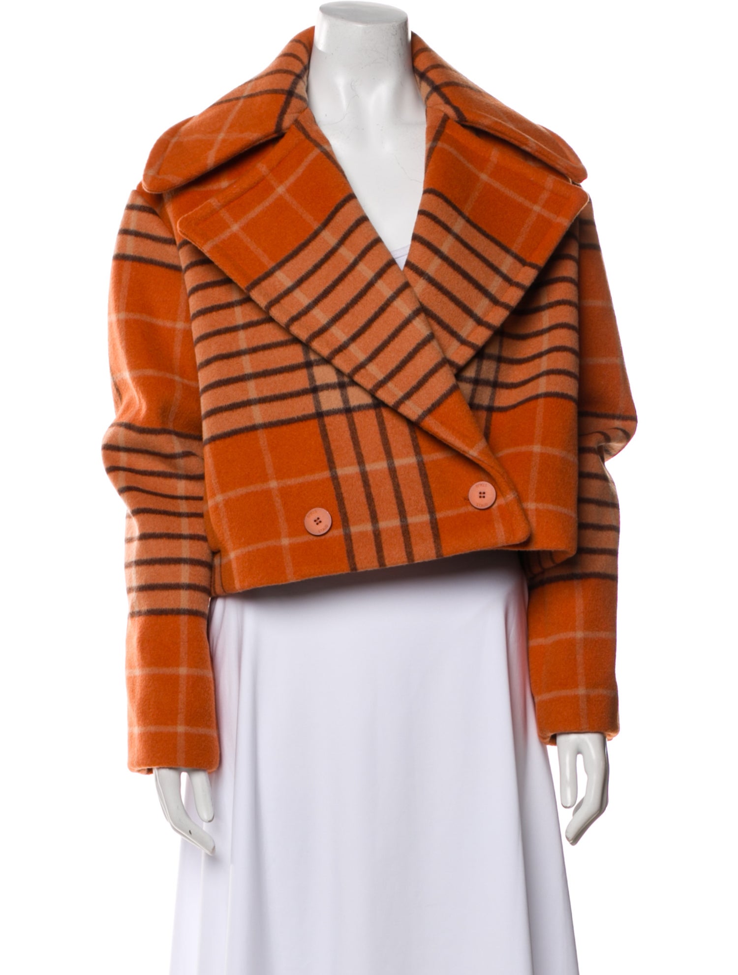 Staud Wool Plaid Print Blazer