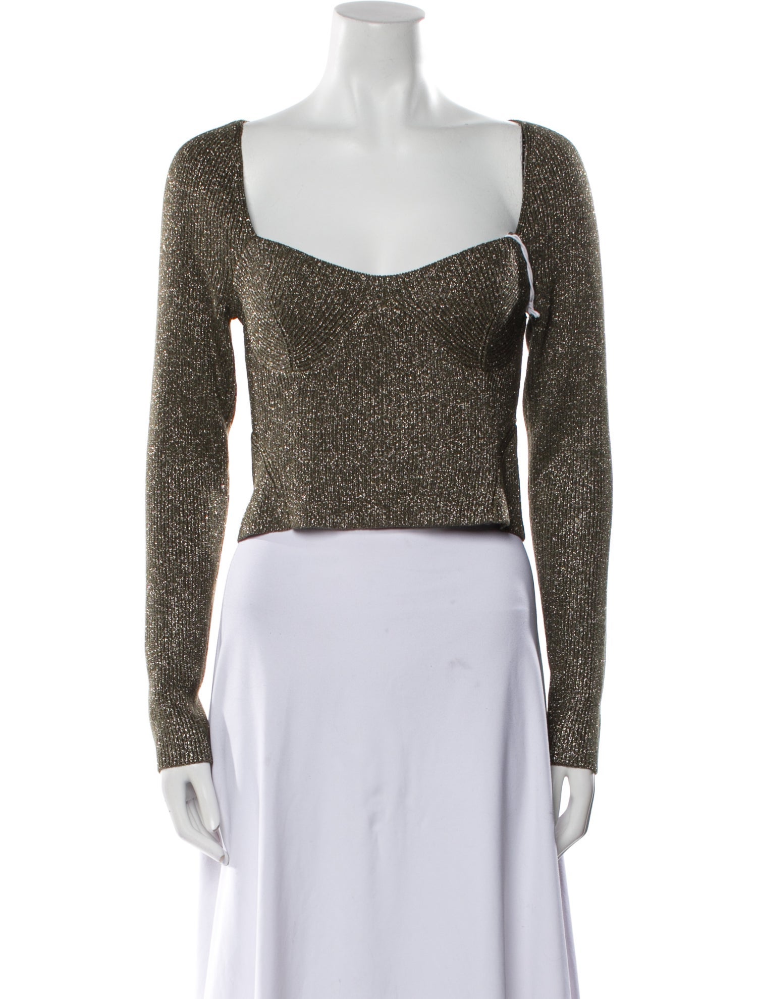 Staud Square Neckline Long Sleeve Crop Top w/ Tags