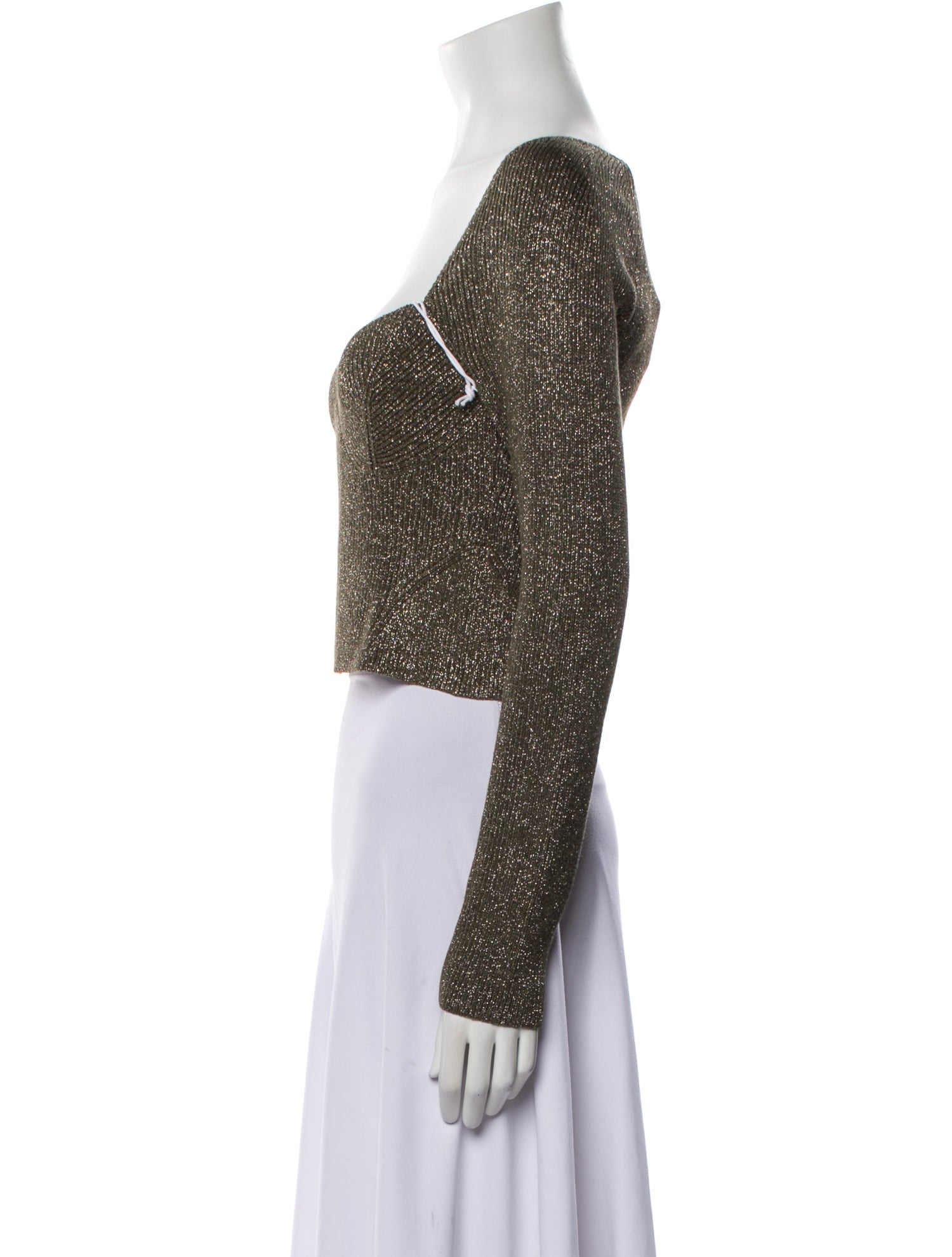 Staud Square Neckline Long Sleeve Crop Top w/ Tags