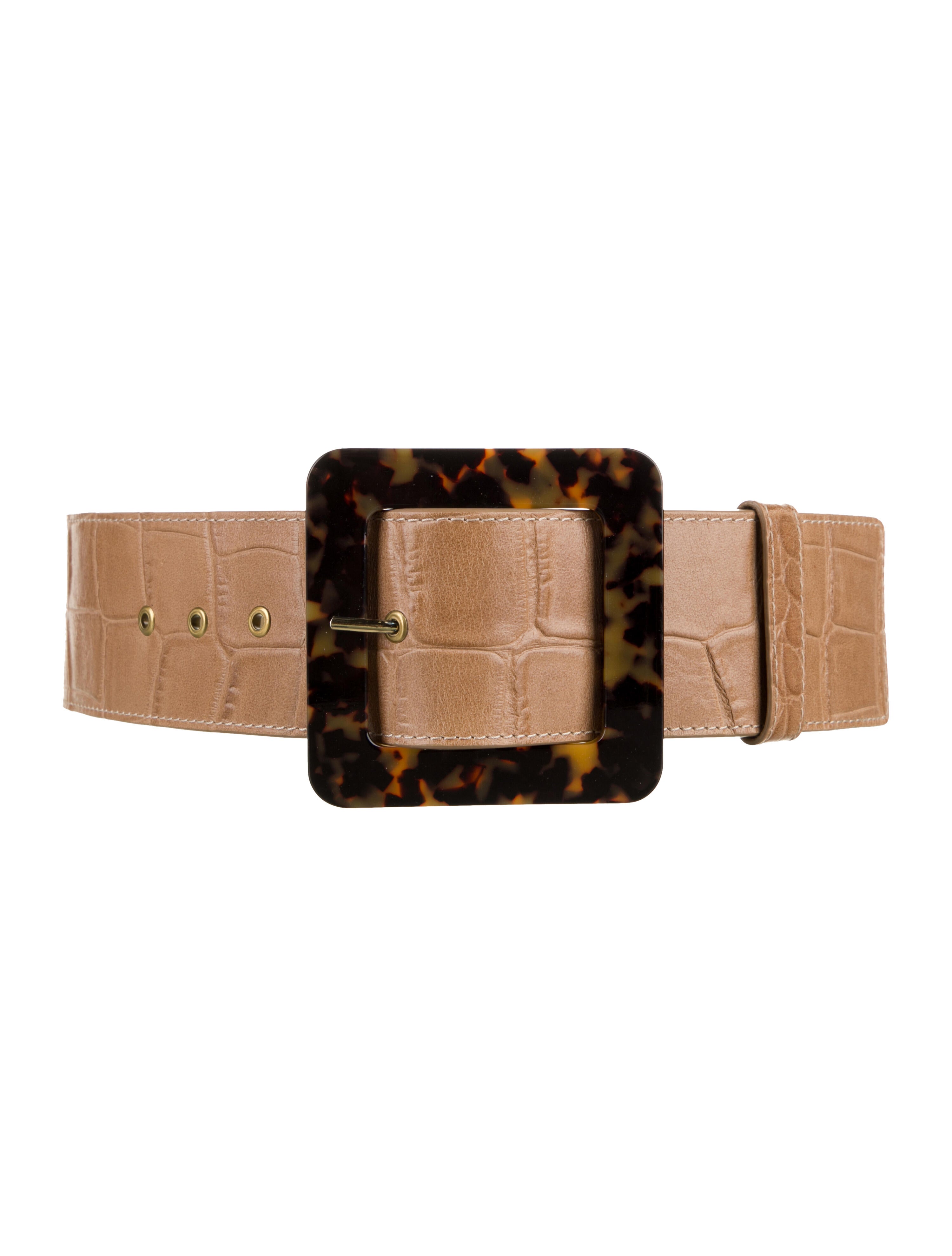 Staud Wide Embossed Leather Waist Belt