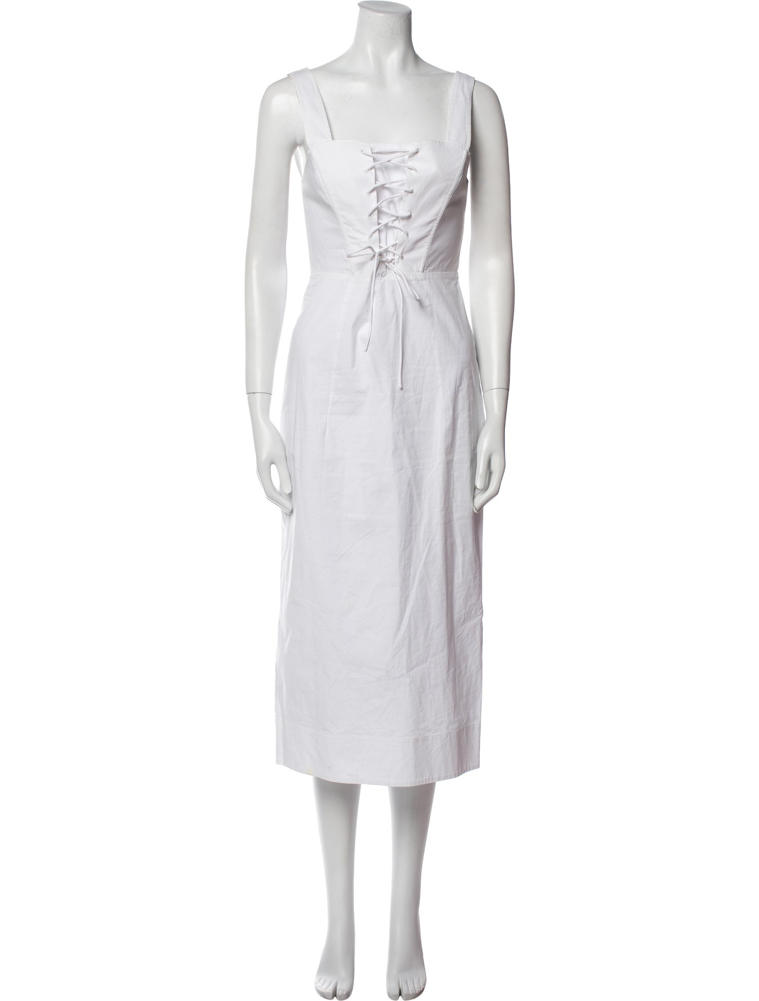 Staud Square Neckline Midi Length Dress