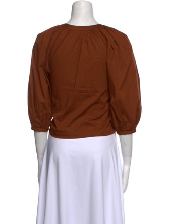 Staud V-Neck Three-Quarter Sleeve Crop Top