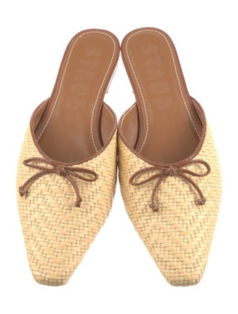 Staud Raffia Bow Accents Mules