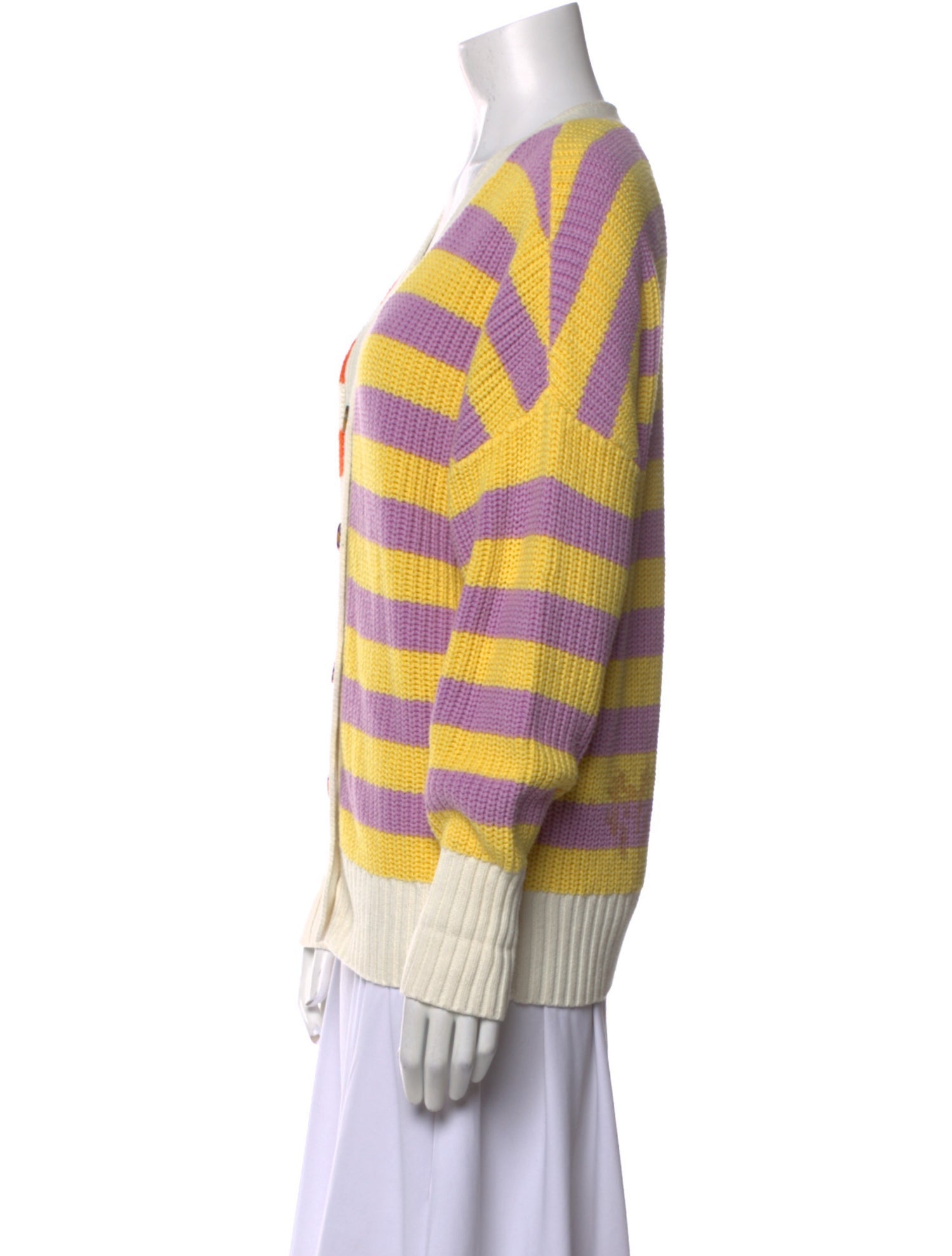 Staud Striped V-Neck Sweater