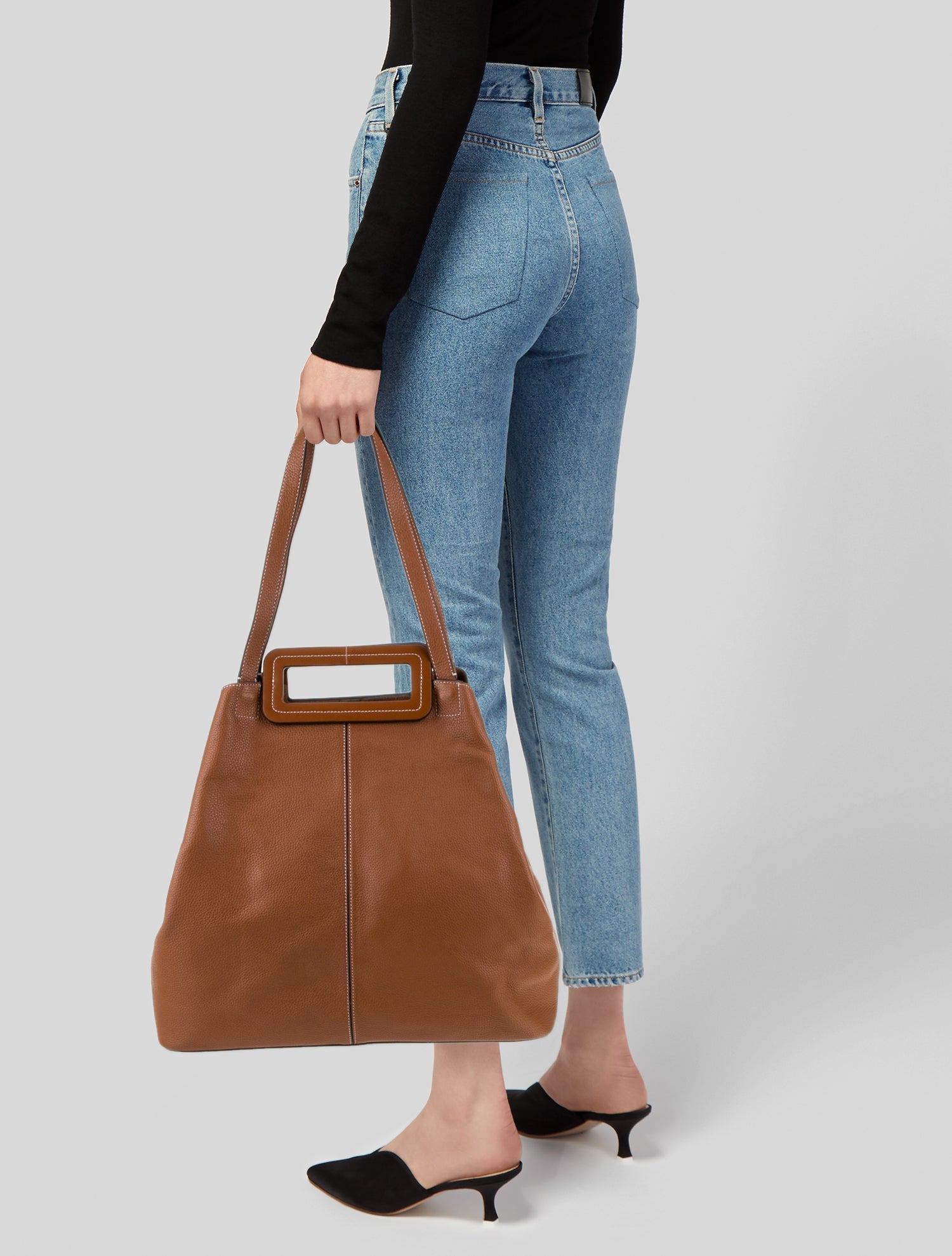 Staud Leather Top Handle Bag