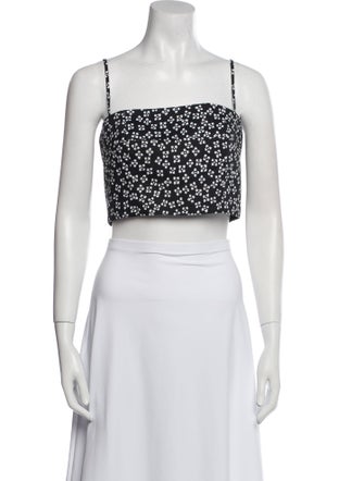 Staud Printed Square Neckline Crop Top