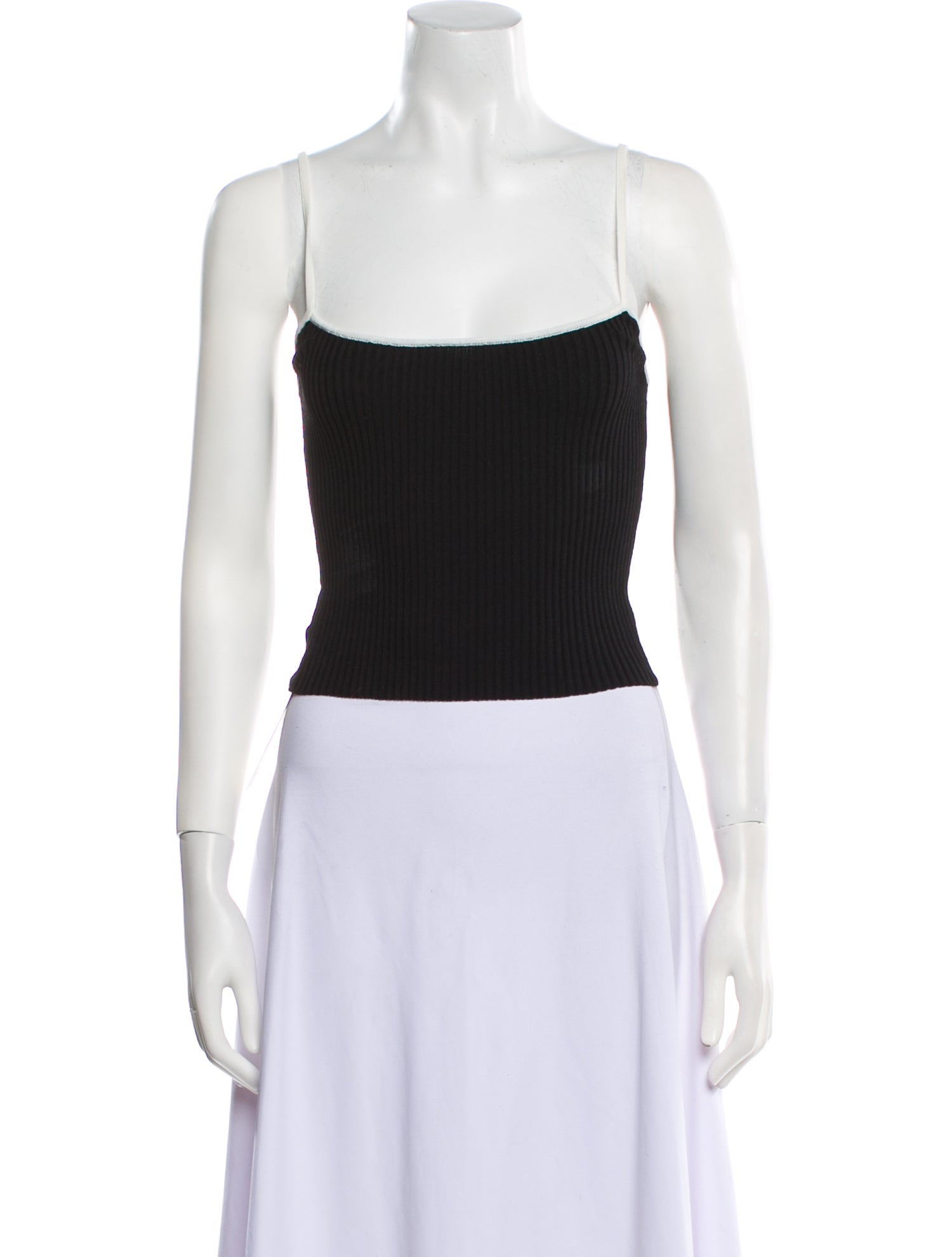 Staud Square Neckline Sleeveless Crop Top