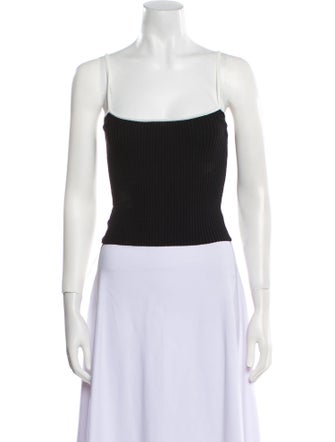 Staud Square Neckline Sleeveless Crop Top