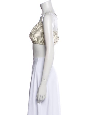 Staud Striped Square Neckline Crop Top
