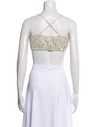 Staud Striped Square Neckline Crop Top