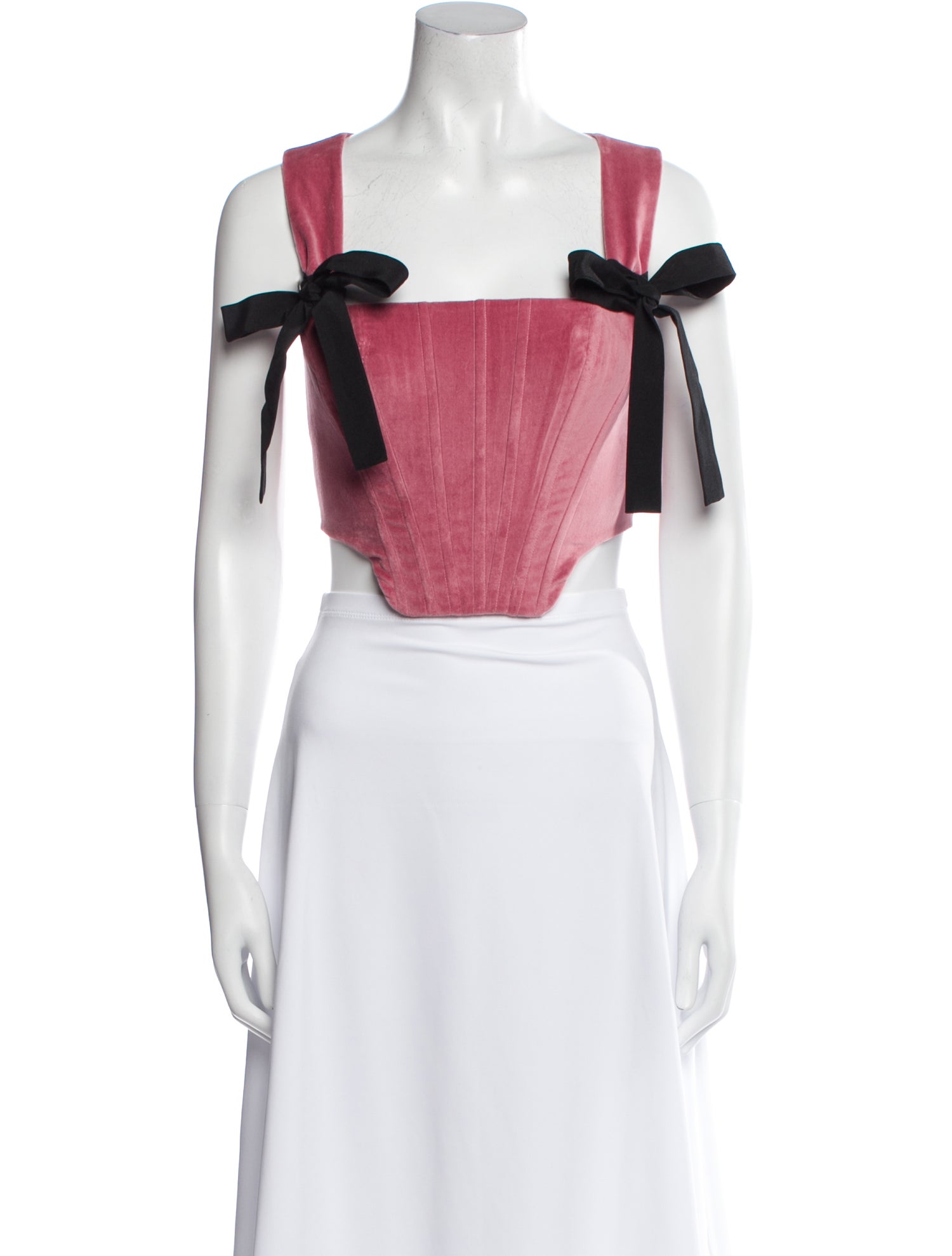 Staud Square Neckline Short Sleeve Crop Top