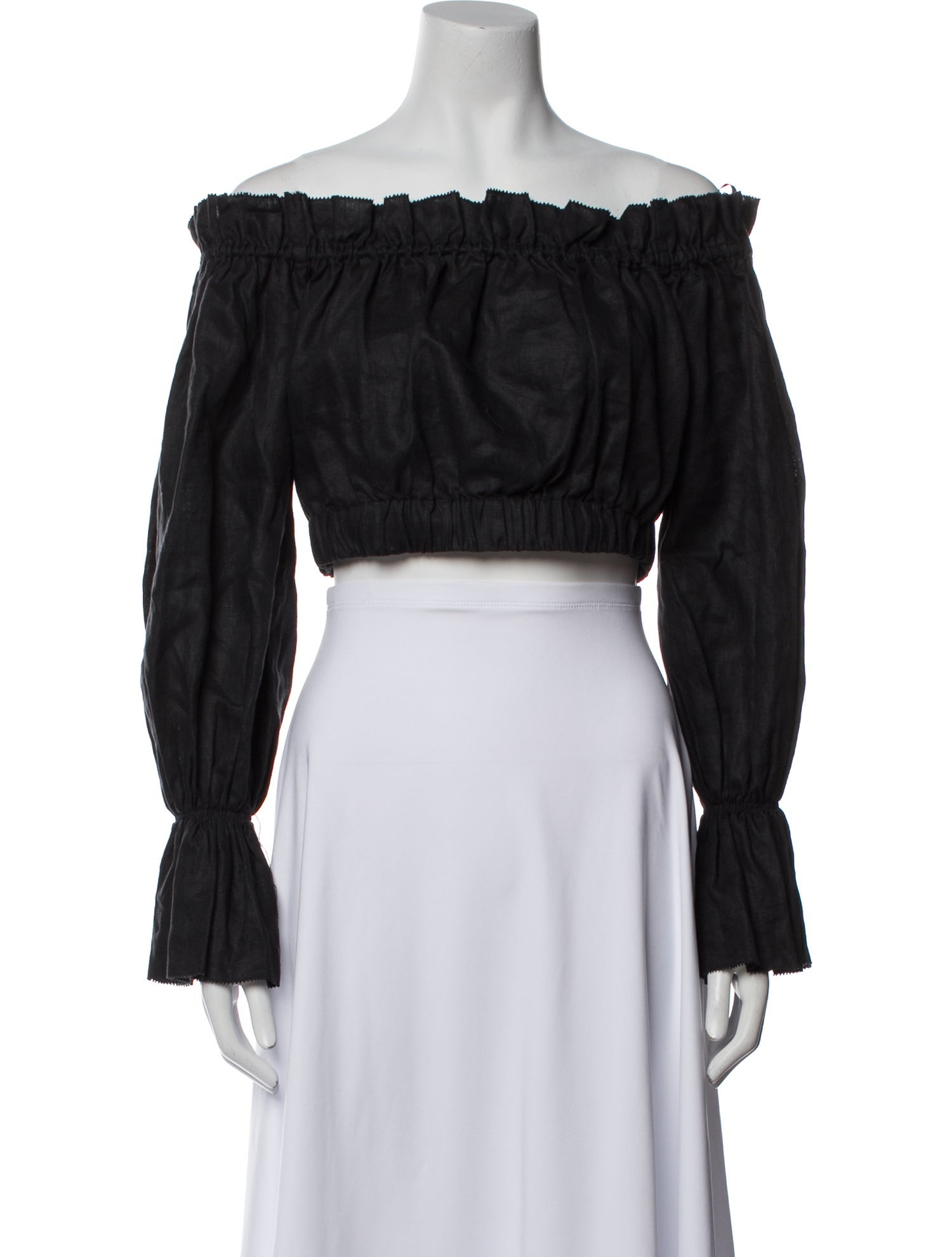 Staud Linen Off-The-Shoulder Crop Top