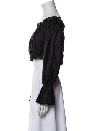 Staud Linen Off-The-Shoulder Crop Top