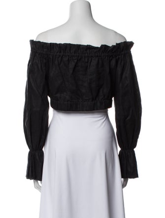 Staud Linen Off-The-Shoulder Crop Top