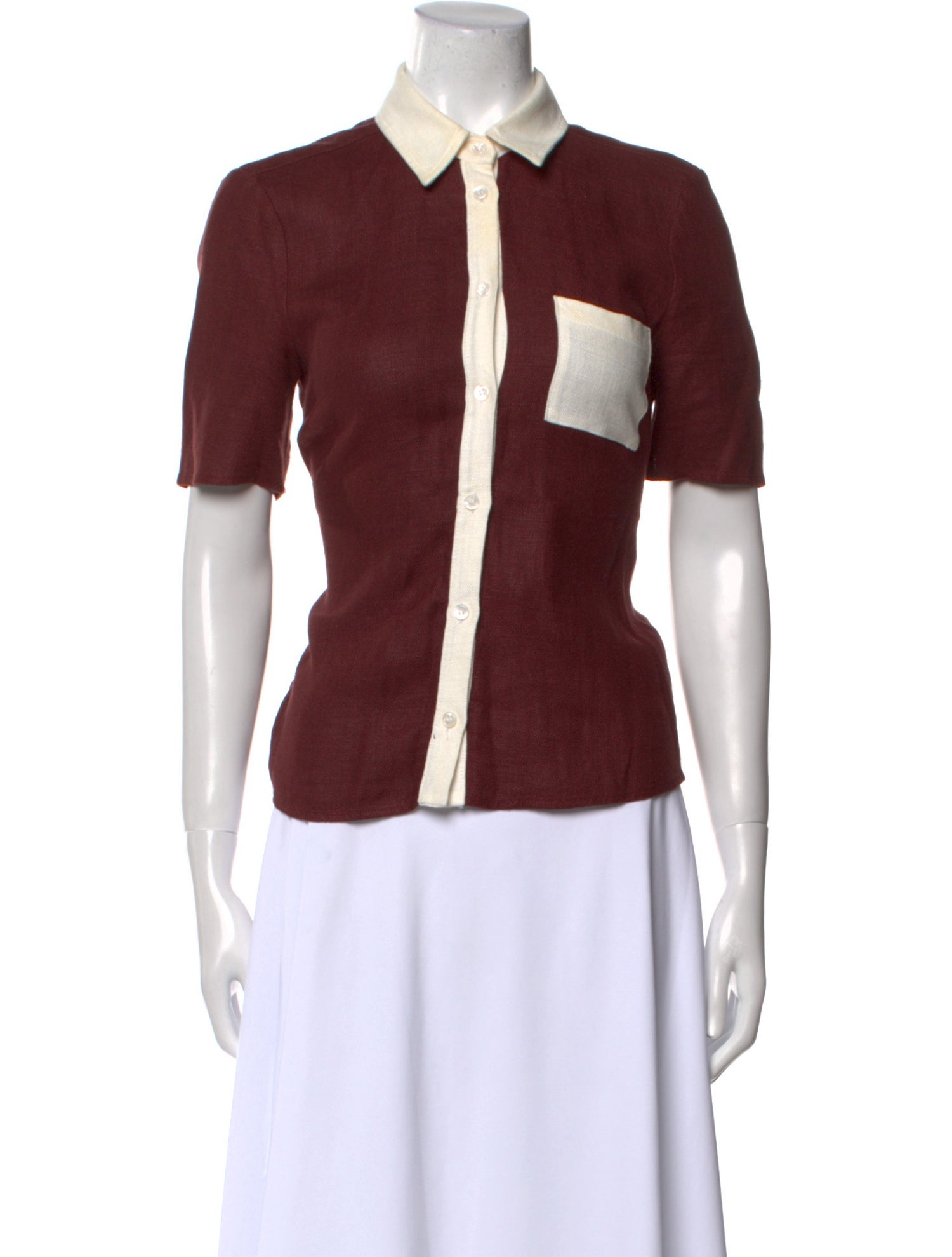 Staud Linen Short Sleeve Polo