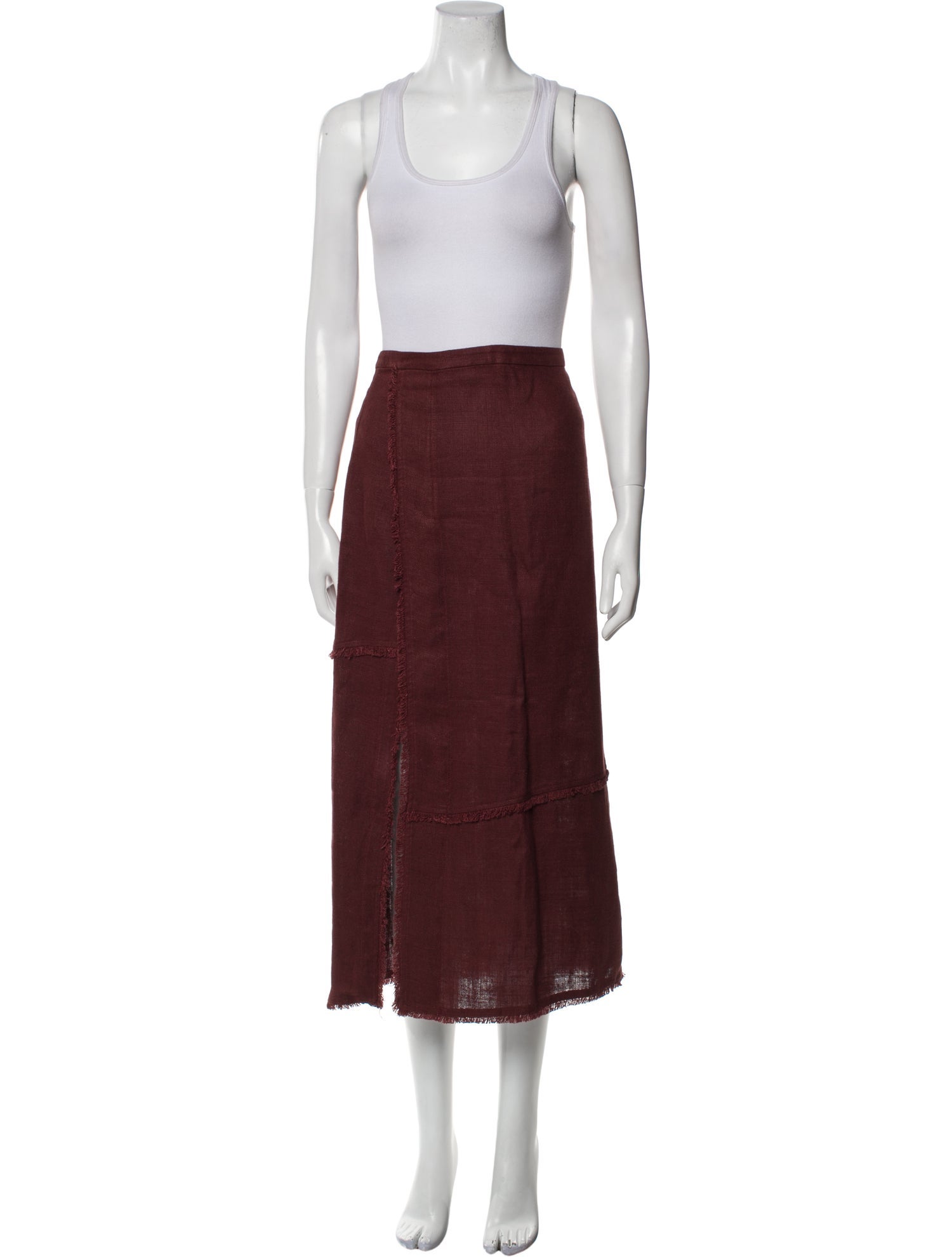 Staud Linen Midi Length Skirt