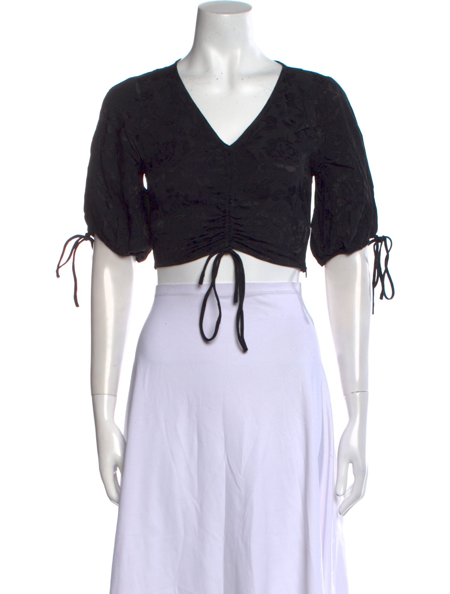 Staud V-Neck Short Sleeve Crop Top