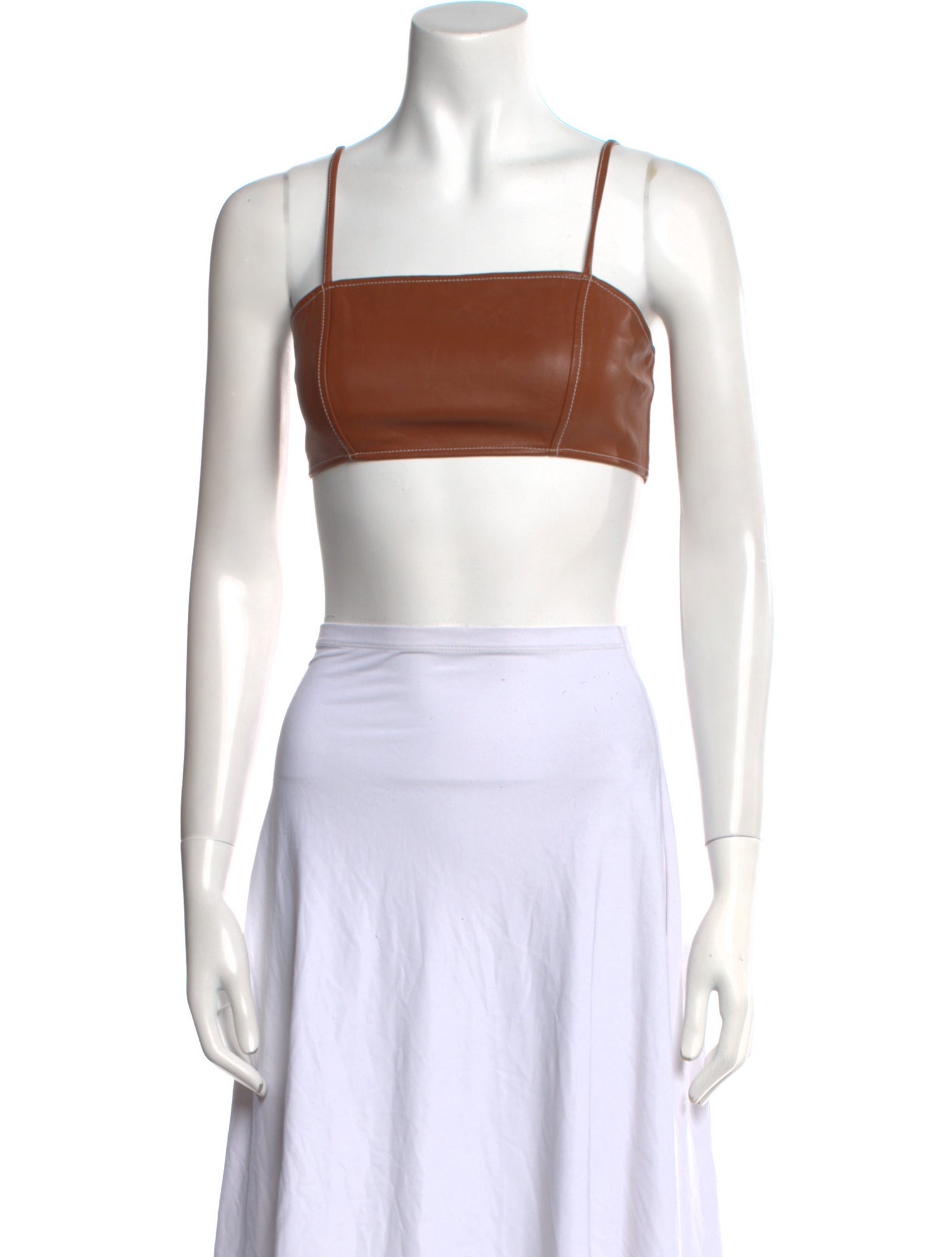 Staud Square Neckline Sleeveless Crop Top