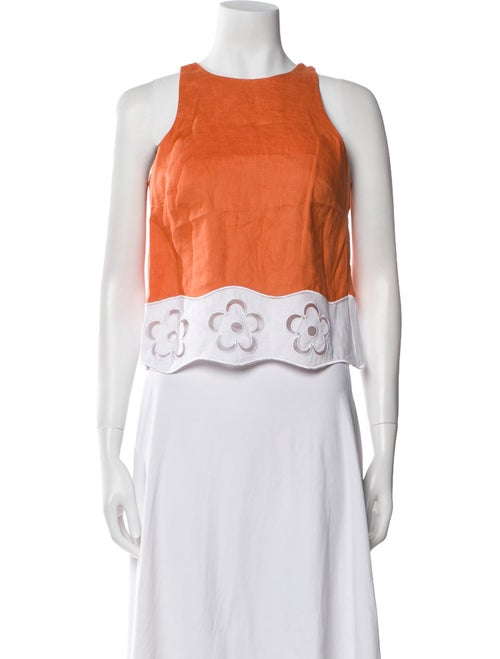 Staud Linen Crew Neck Crop Top