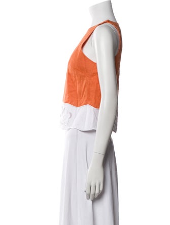 Staud Linen Crew Neck Crop Top