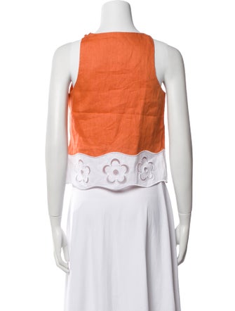 Staud Linen Crew Neck Crop Top