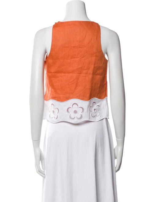 Staud Linen Crew Neck Crop Top